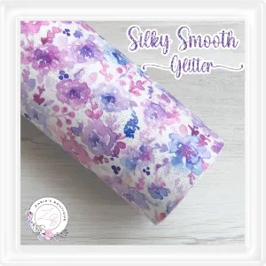 ⋅ Purple Watercolour Blooms  ⋅  Silky Smooth Glitter Faux Leather ⋅