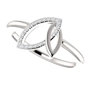 0.05 CTW Diamond Double Leaf Ring - Sterling Silver, 14k Gold (Y, W or R), Platinum