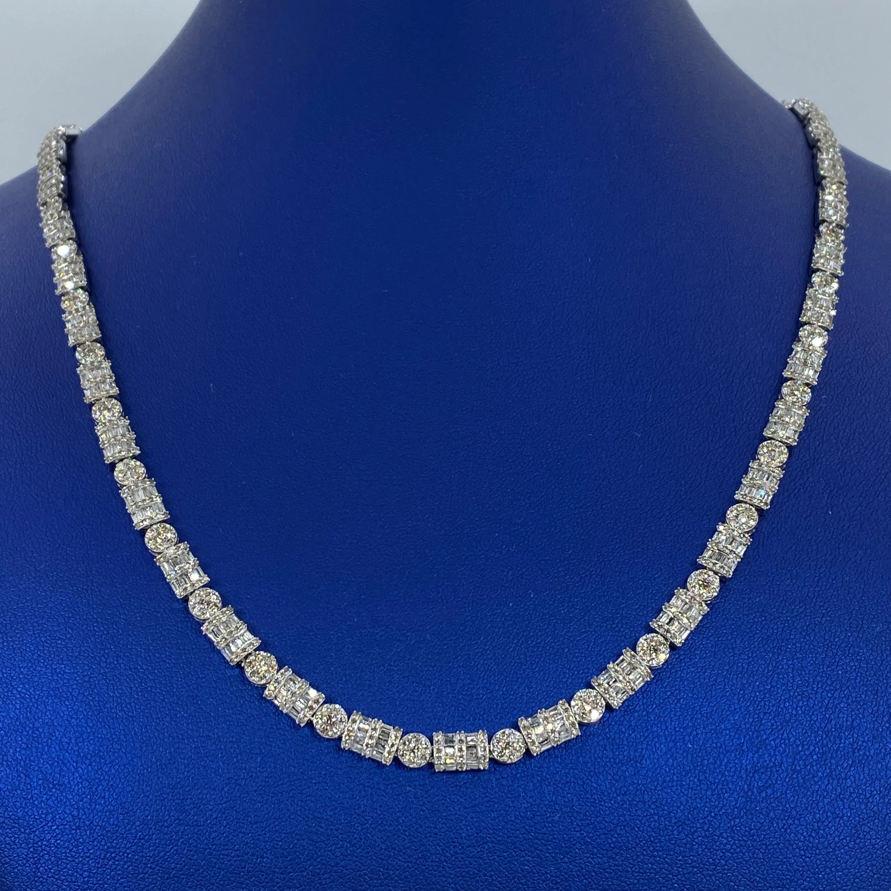 10K 5.4MM Circle and Rectangle Diamond Baguette Link Chain 20-22"