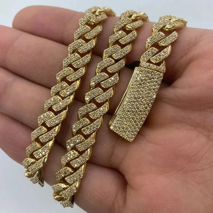 10K 9MM Cuban Link Diamond Chain 16-22"