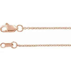 10K Rose 1 mm Solid Cable 18" Chain