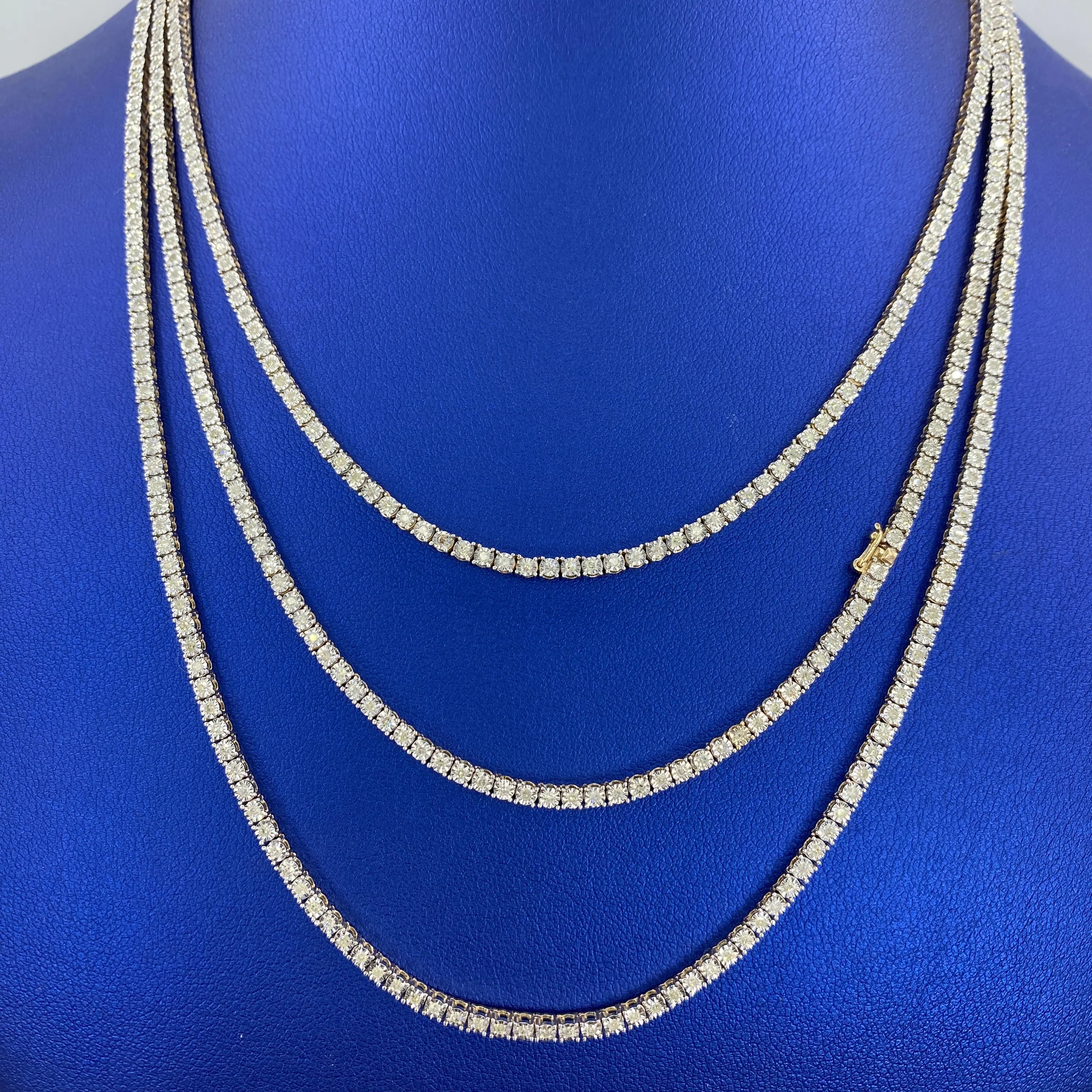 10K Shine Diamond Tennis Chains 16-20"