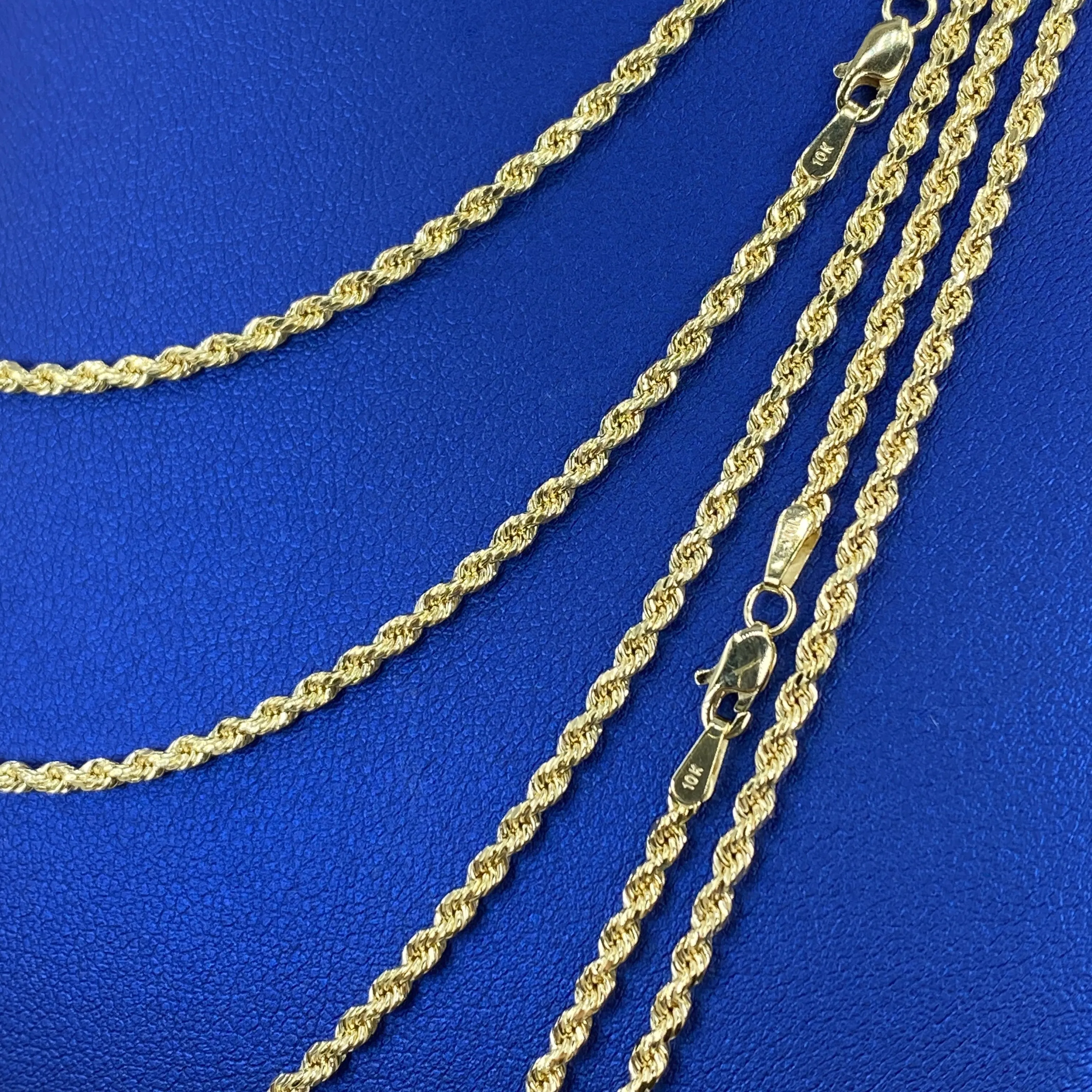 10K Yellow Gold 2MM Rope Chain 16-24"