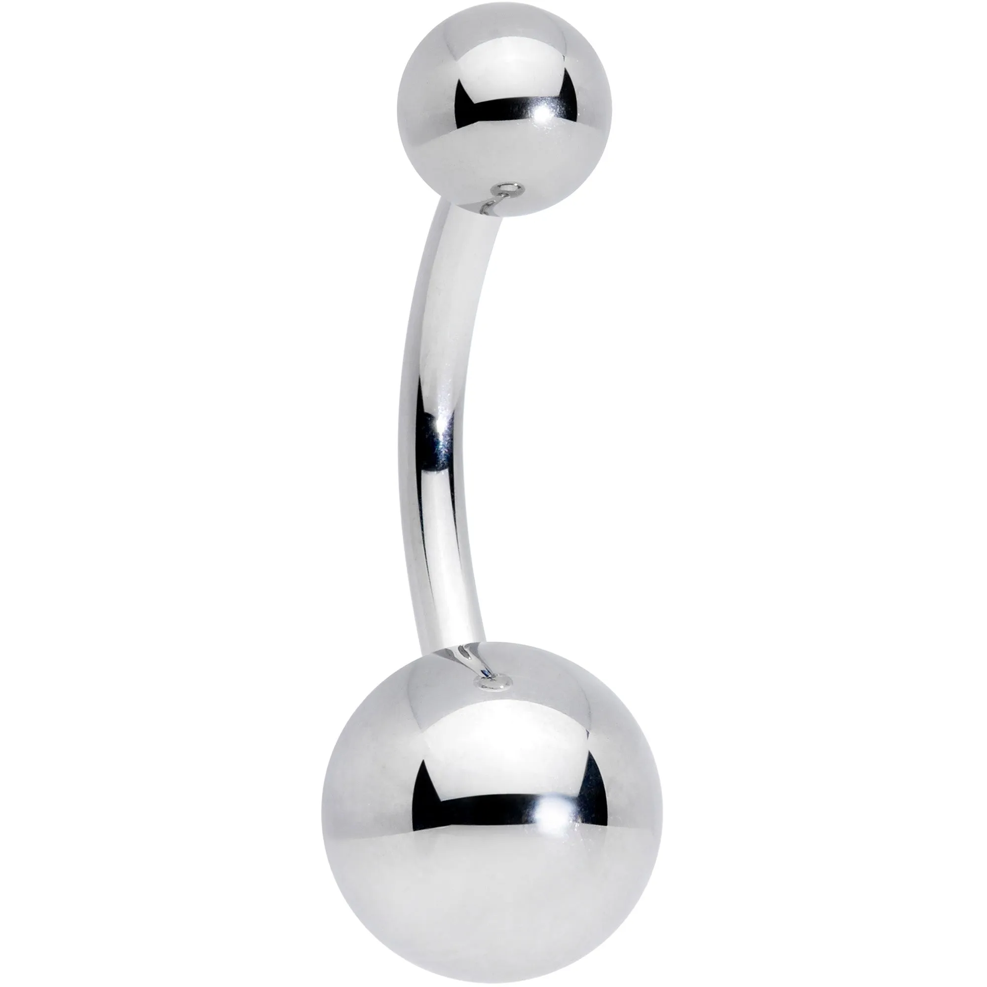 14 Gauge 3/8 Grade 23 Large Ball Titanium Belly Ring Curved Barbell