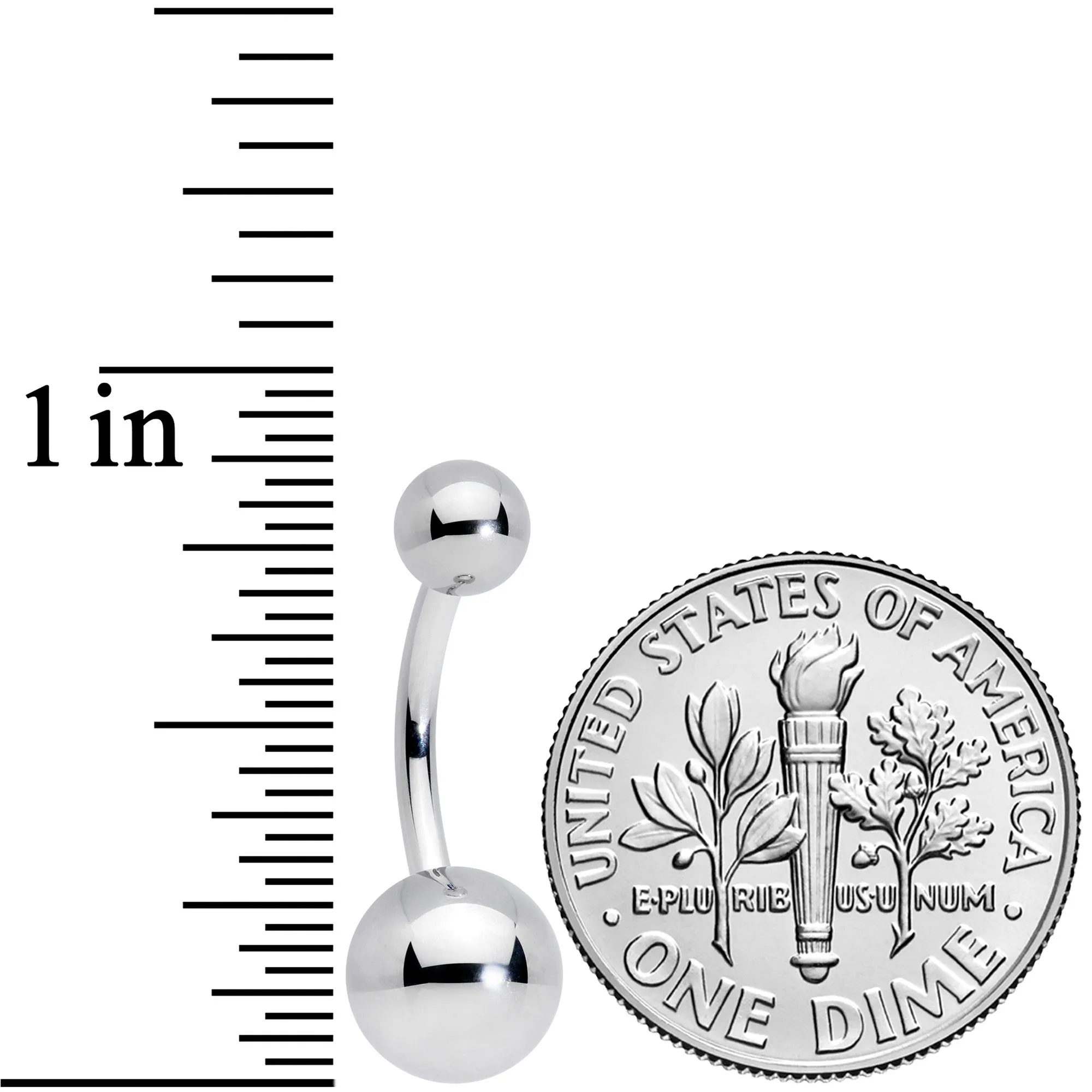 14 Gauge 3/8 Grade 23 Large Ball Titanium Belly Ring Curved Barbell