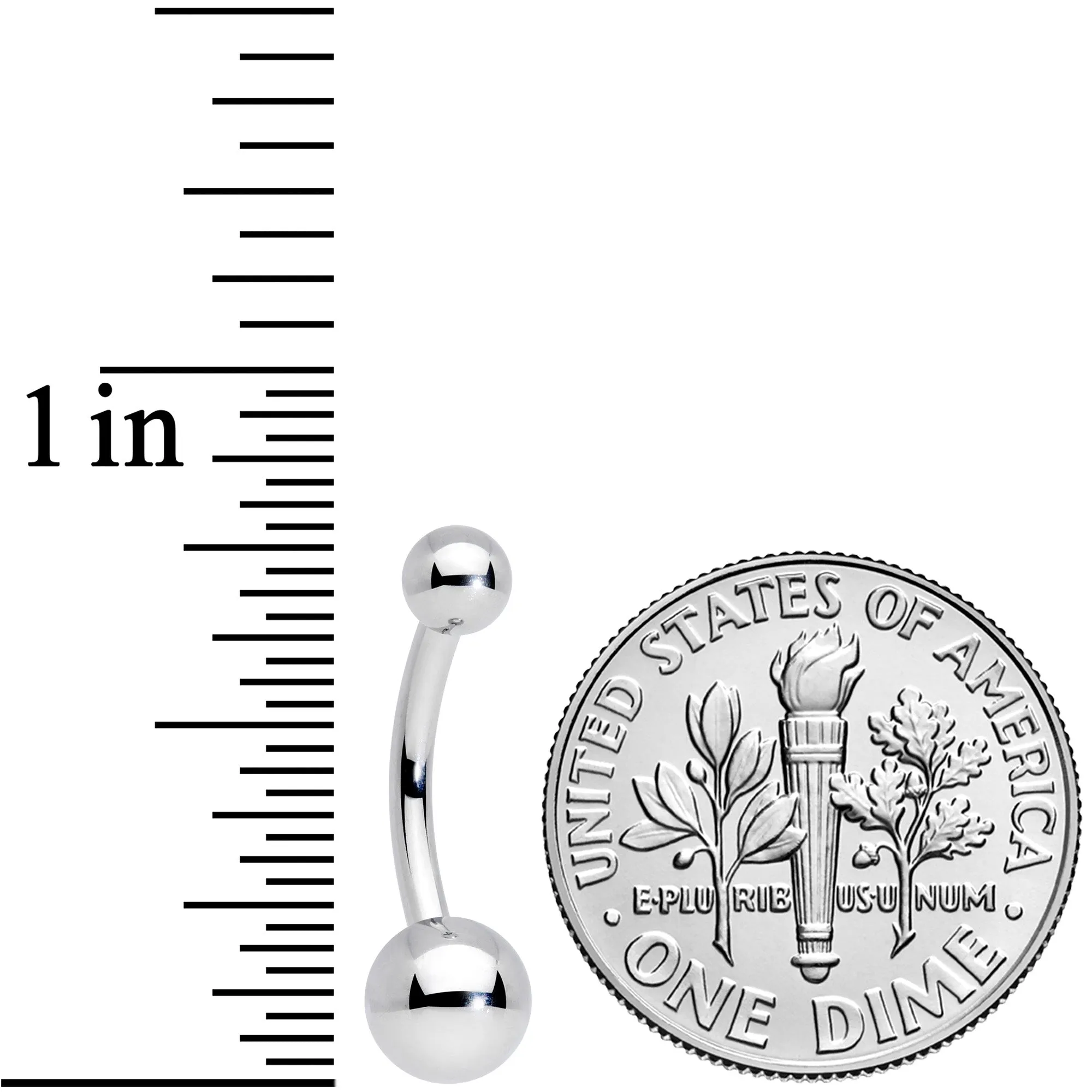 14 Gauge 3/8 Grade 23 Small Ball Titanium Belly Ring Curved Barbell
