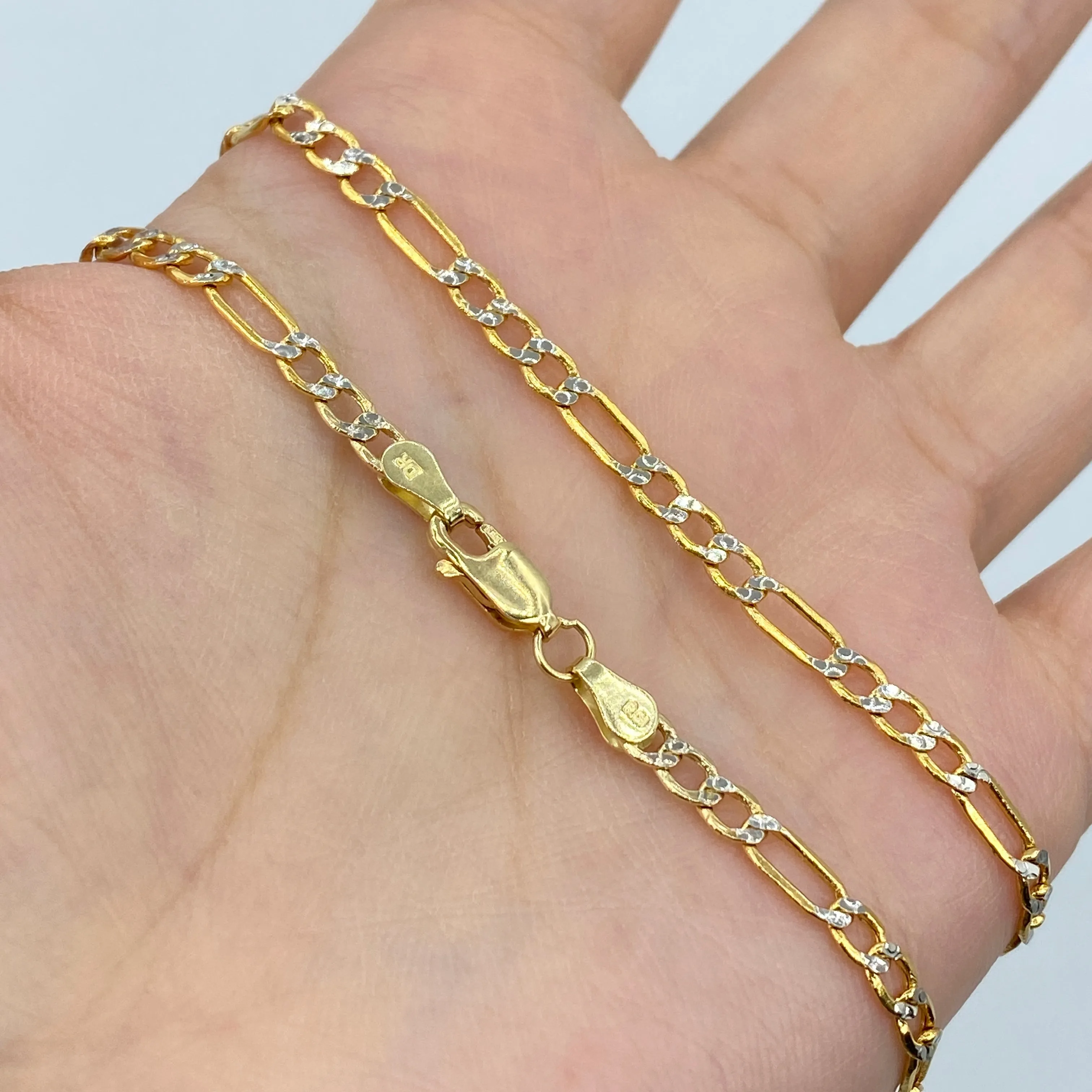 14K 3.8MM Figaro Two-Tone Chain 18-24"