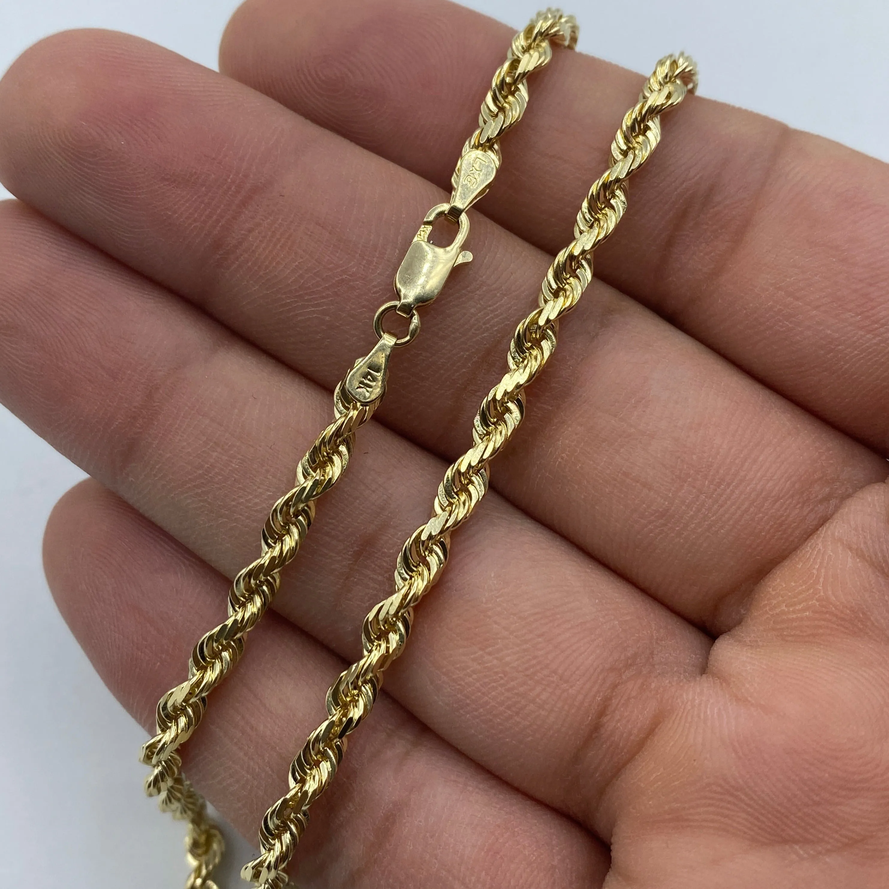 14K 3.8MM Solid Rope Chain 20"