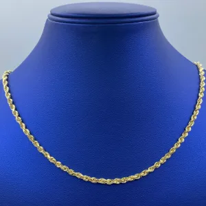 14K 3.8MM Solid Rope Chain 20"