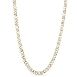 14K 8mm White Pave Lite Miami Cuban Chain