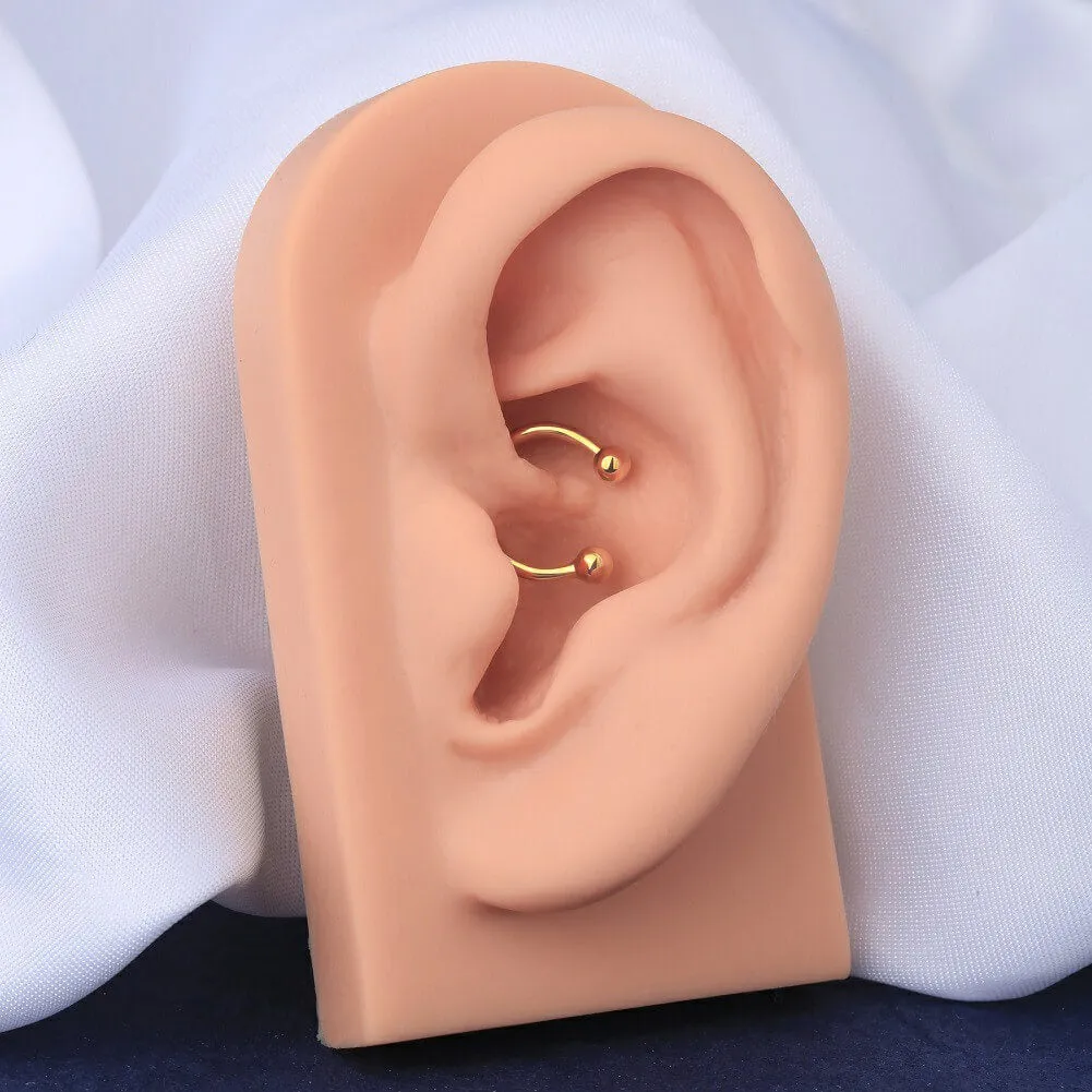 14k Gold 16G Internally Threaded Ball End Horseshoe Circular Barbell