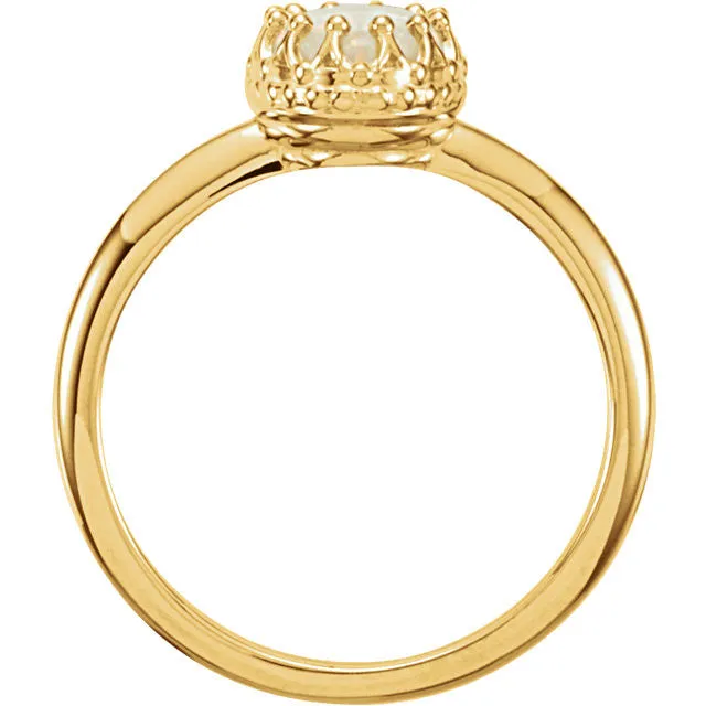 14k Gold Oval Genuine Australian Opal 8x6mm Crown Set Ring