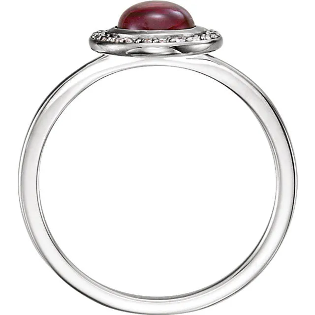 14k Gold Rhodolite Garnet & 1/8 CTW Diamond Halo Ring - Rose, Yellow or White