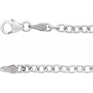 14K White 3.25 mm Oval Cable 7" Bracelet with Lobster Clasp