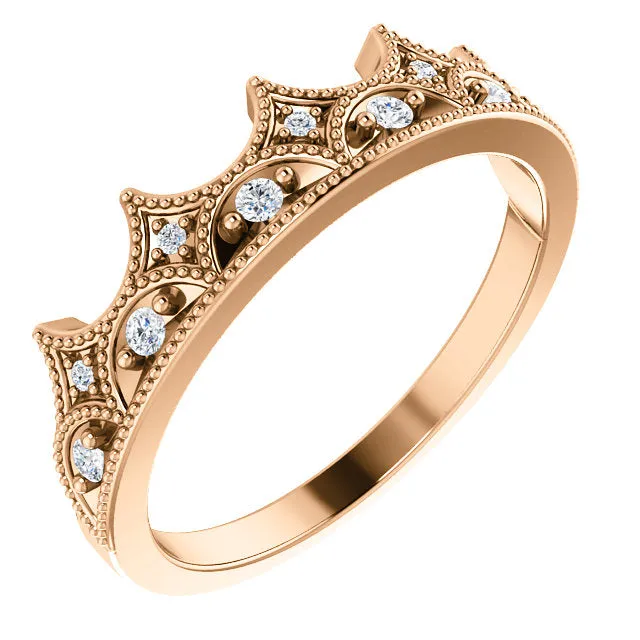 14K White Gold 1/8 CTW Diamond Crown Ring