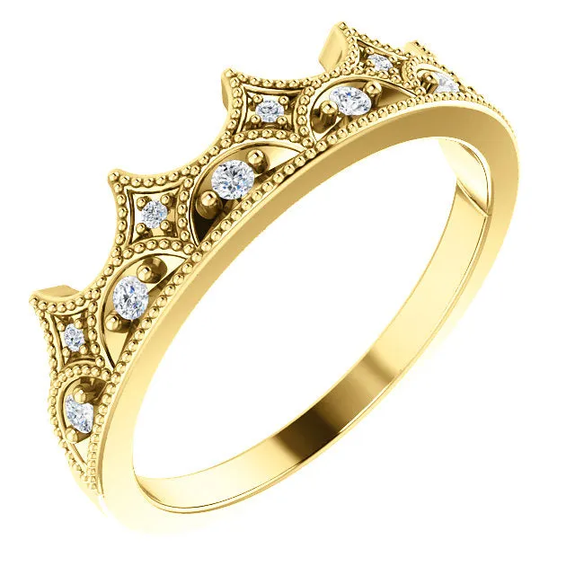 14K White Gold 1/8 CTW Diamond Crown Ring
