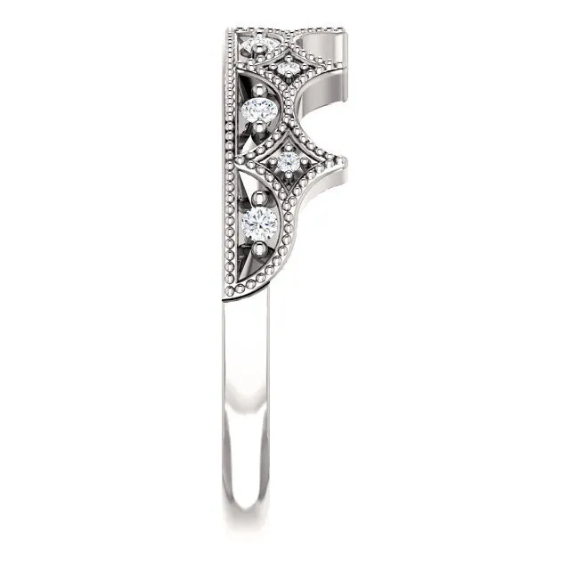 14K White Gold 1/8 CTW Diamond Crown Ring