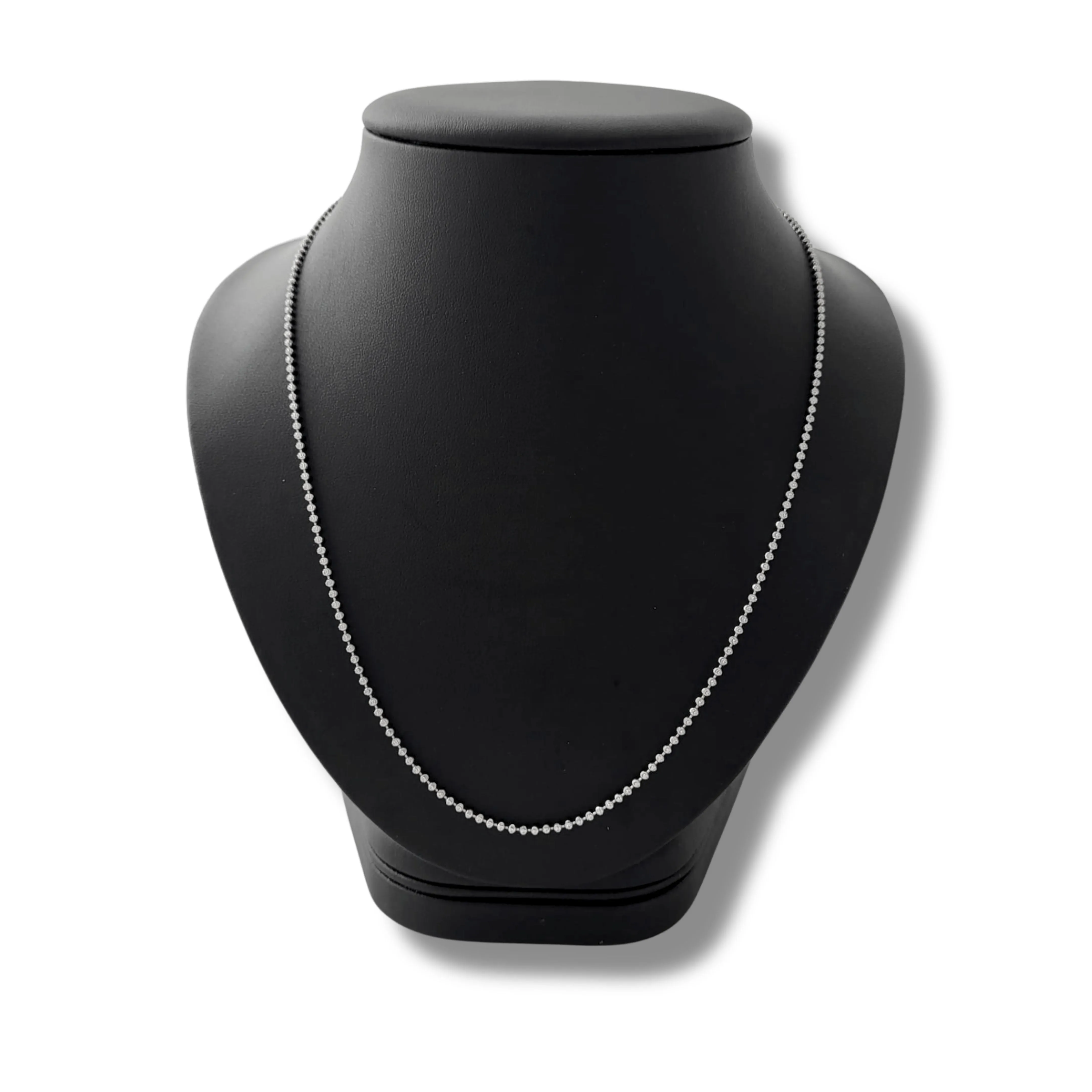 14K White Gold 24" Moon Cut Bead Chain