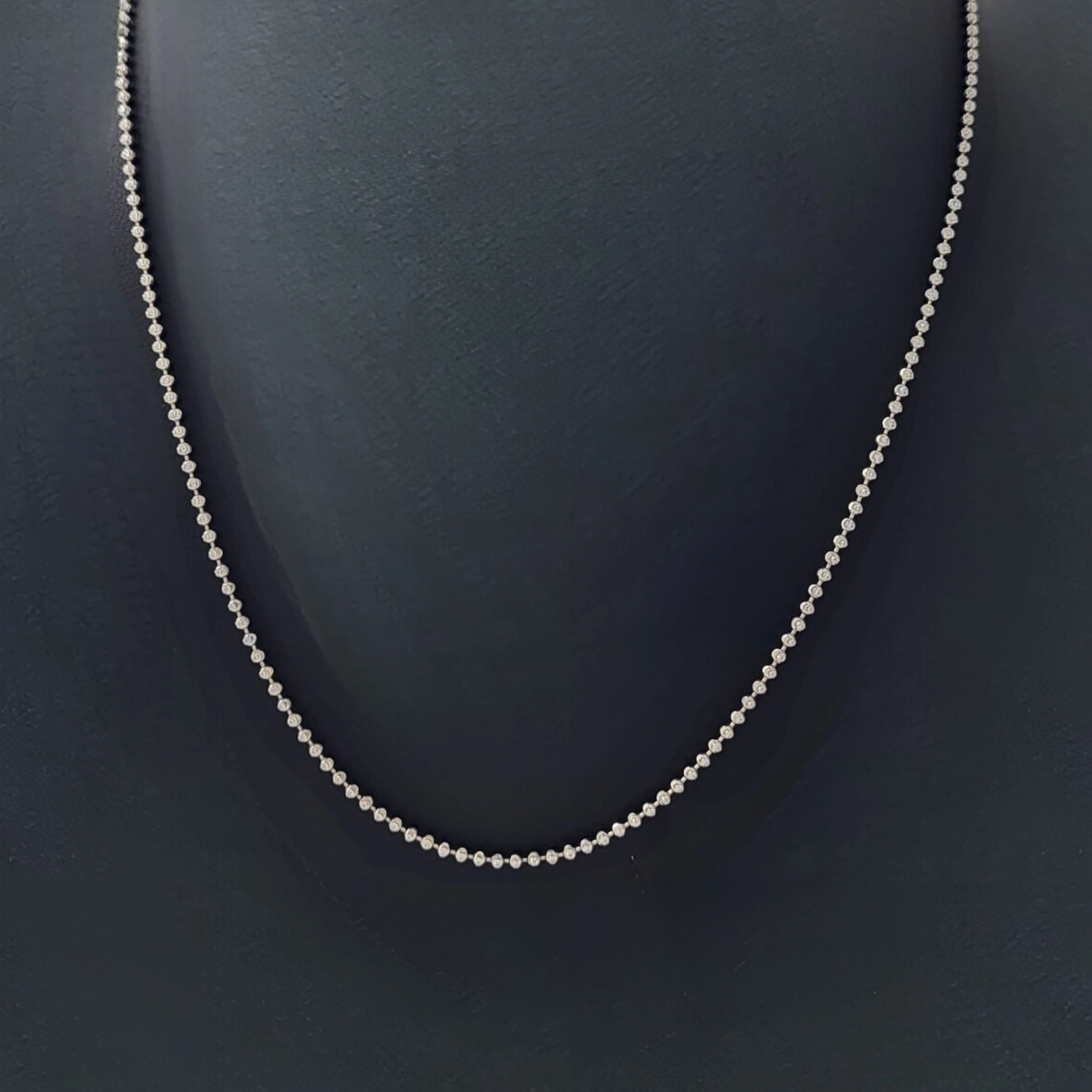 14K White Gold 24" Moon Cut Bead Chain