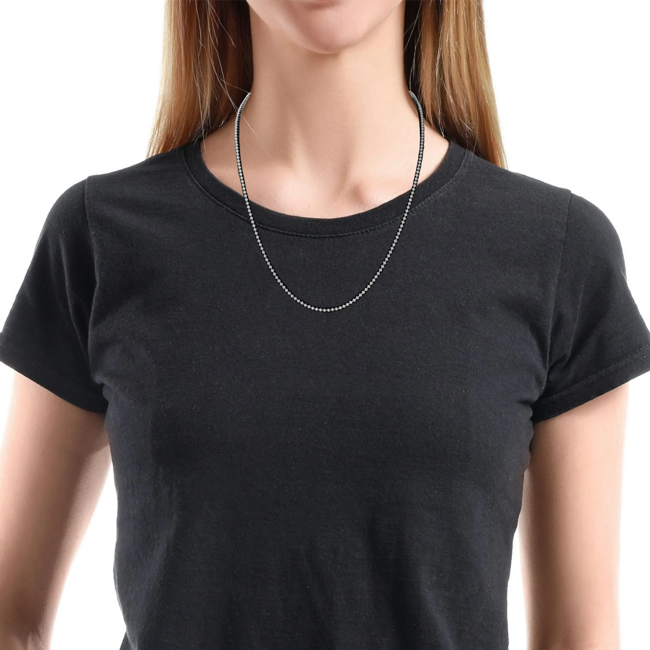 14K White Gold 24" Moon Cut Bead Chain