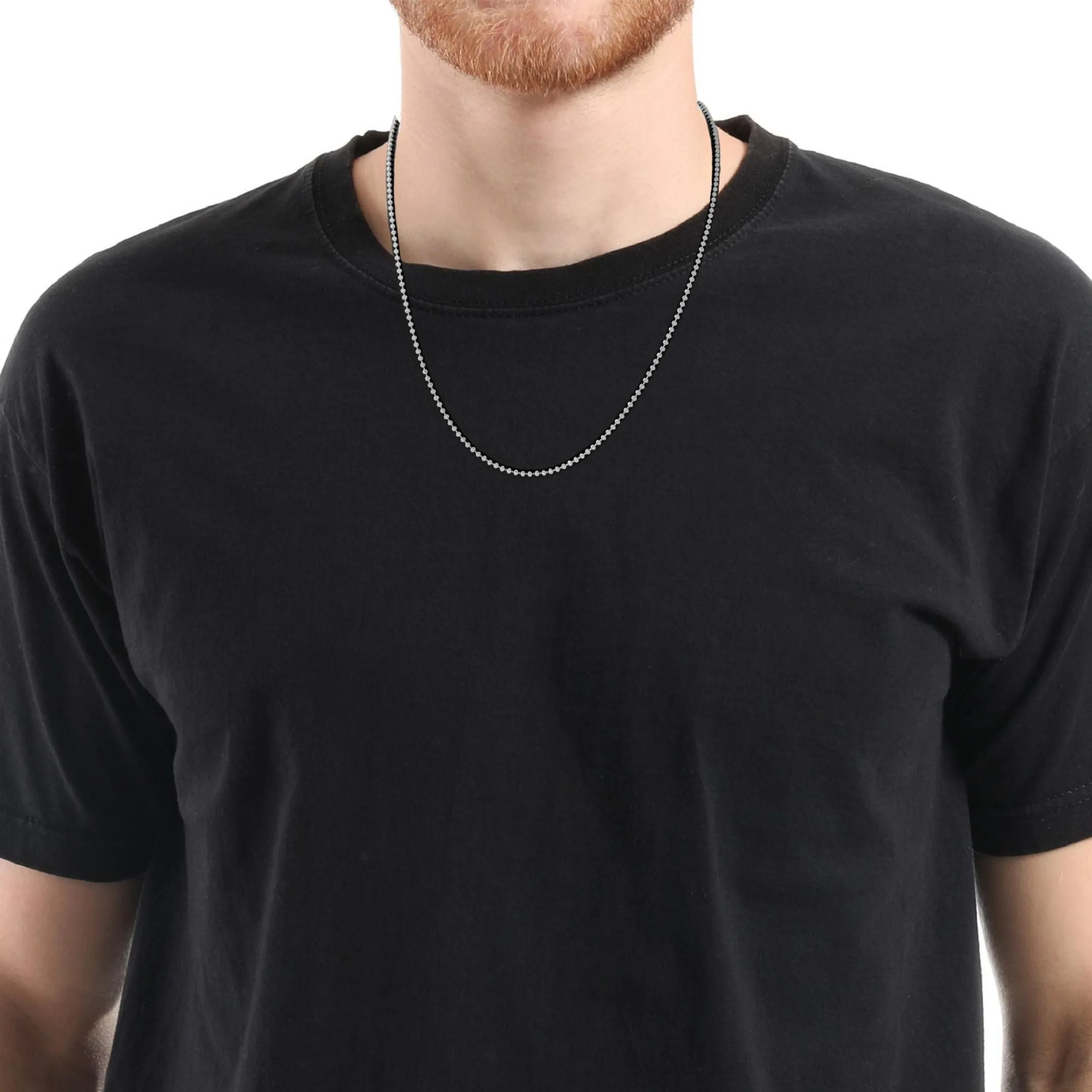 14K White Gold 24" Moon Cut Bead Chain