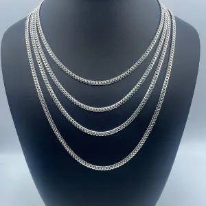 14K White Solid Gold 4.2MM Cuban Chains 16-22"