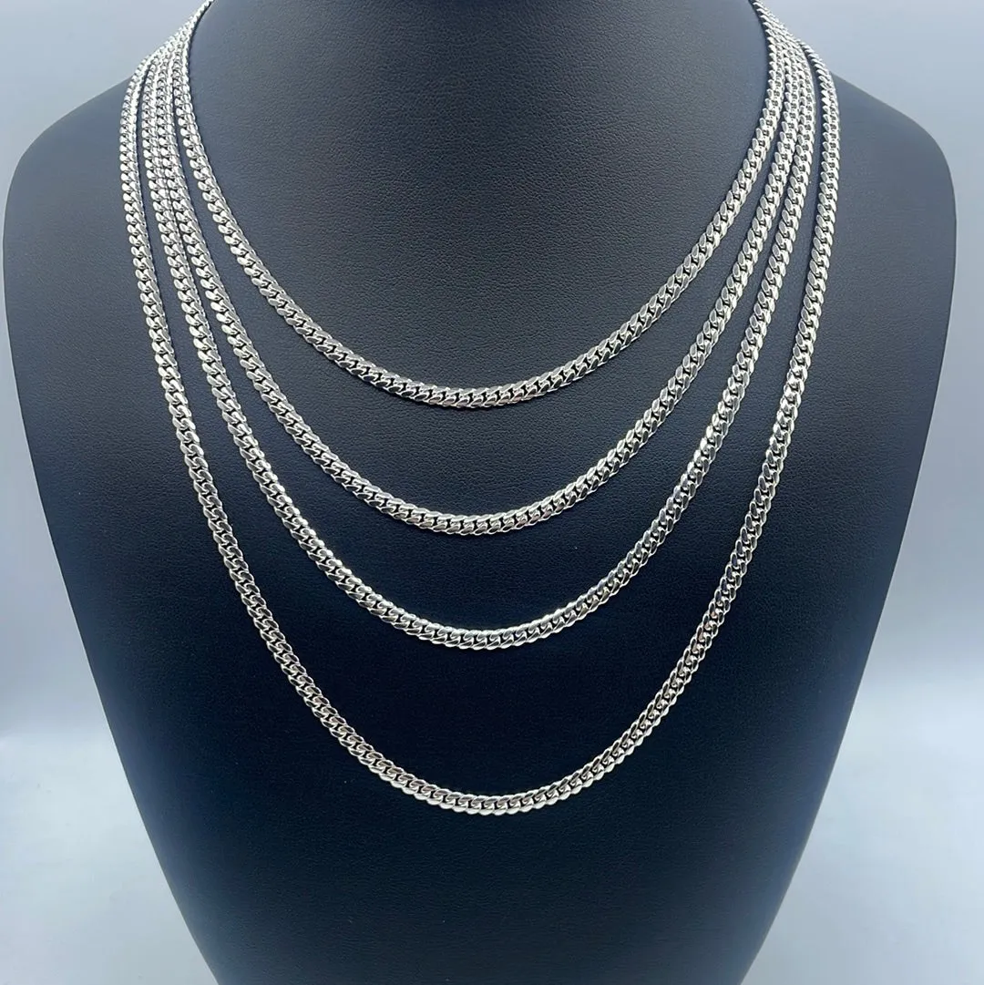 14K White Solid Gold 4.2MM Cuban Chains 16-22"