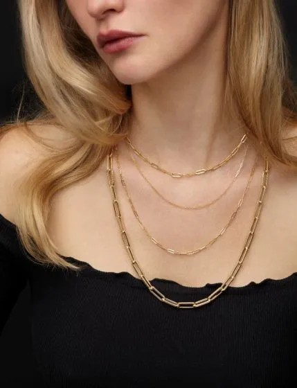 14K Yellow Gold 2.1mm 18" Paperclip Chain