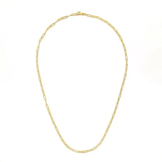 14K Yellow Gold 2.1mm 18" Paperclip Chain
