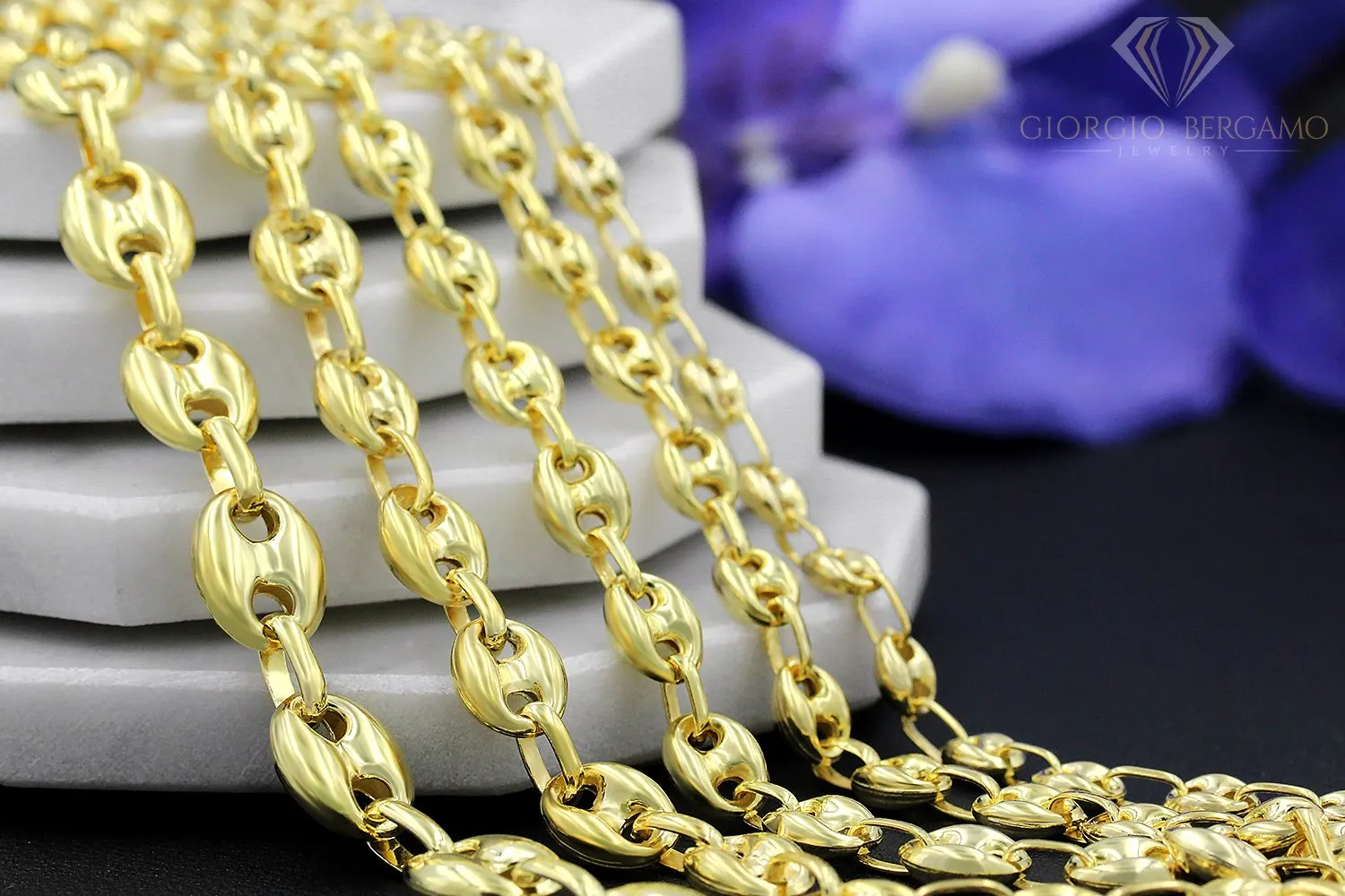 14K Yellow Gold 7mm Hollow Puffed Mariner Chain