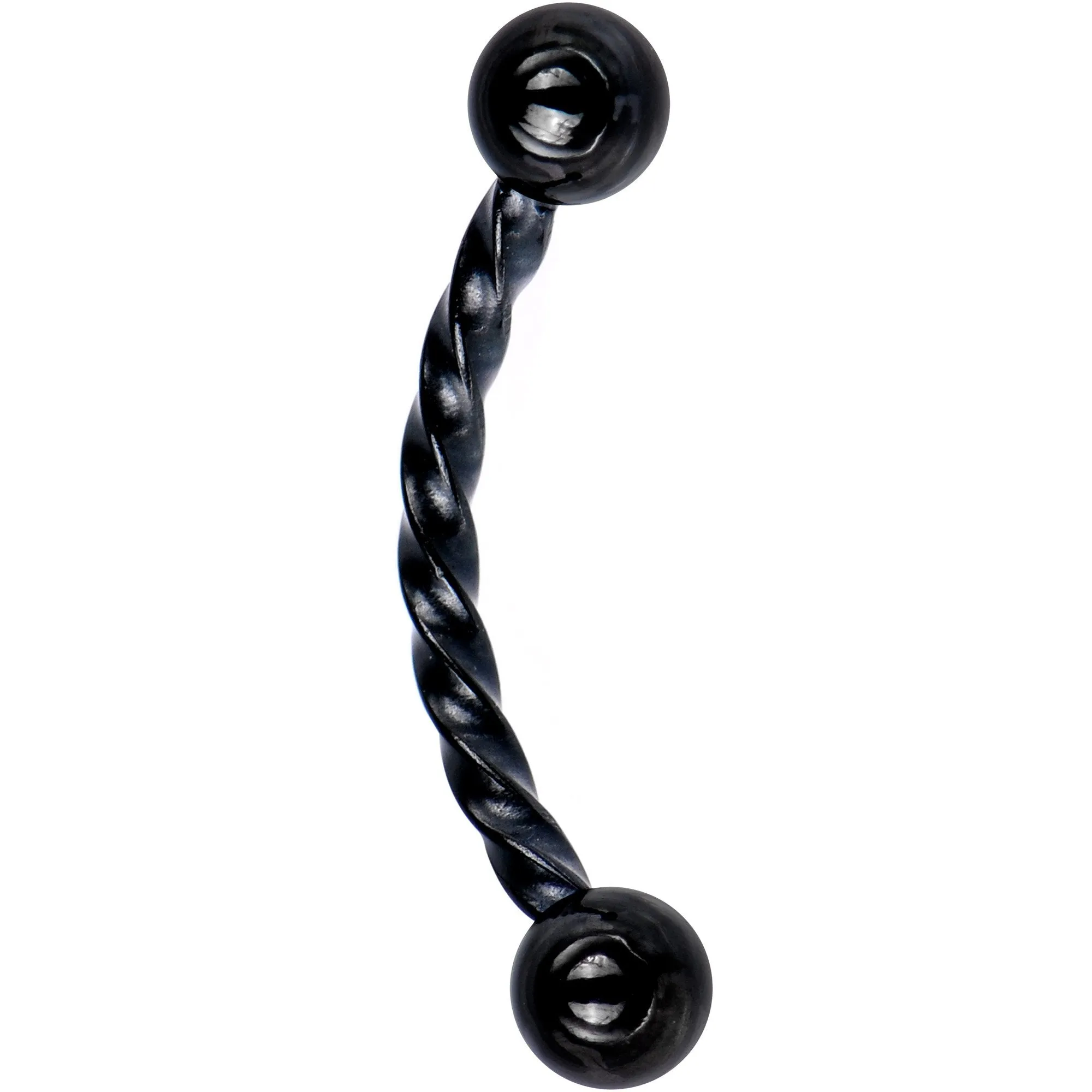16 Gauge 3/8 Black IP Seriously Twisted Curved Eyebrow Ring