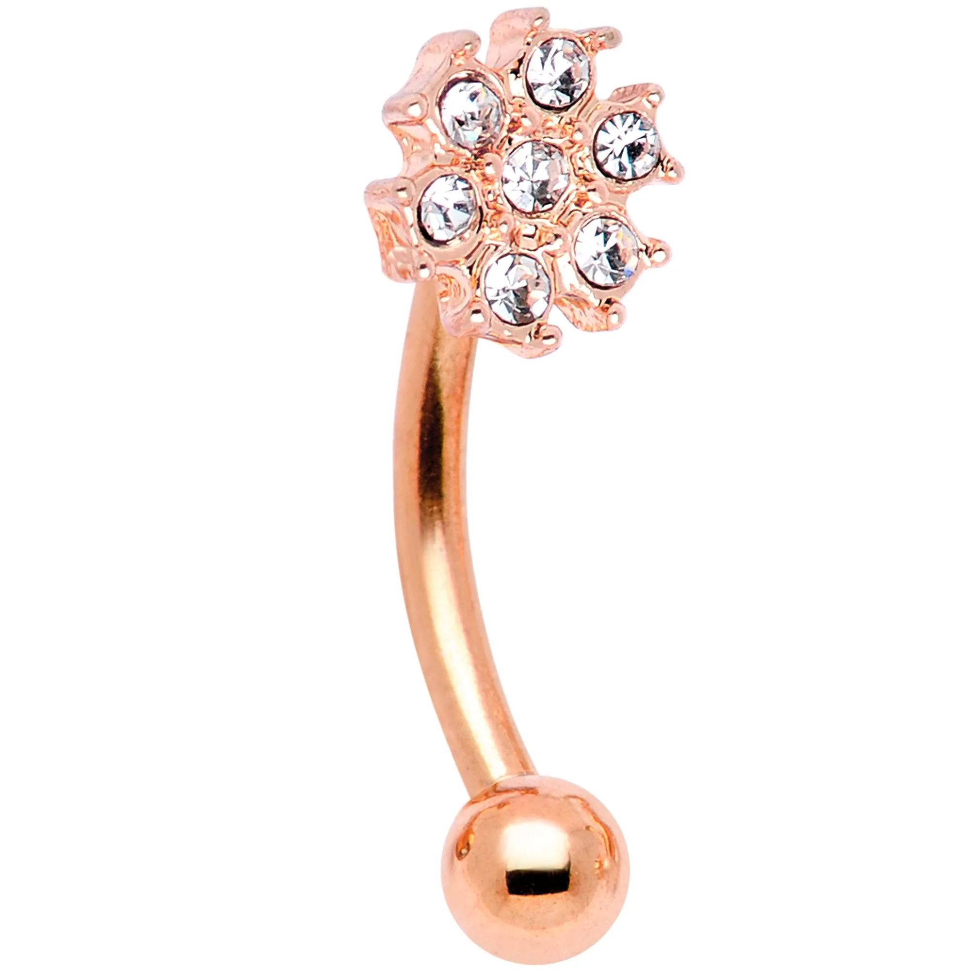 16 Gauge 5/16 Gem Rose Gold Tone Curved Eyebrow Daith Rook Set of 4