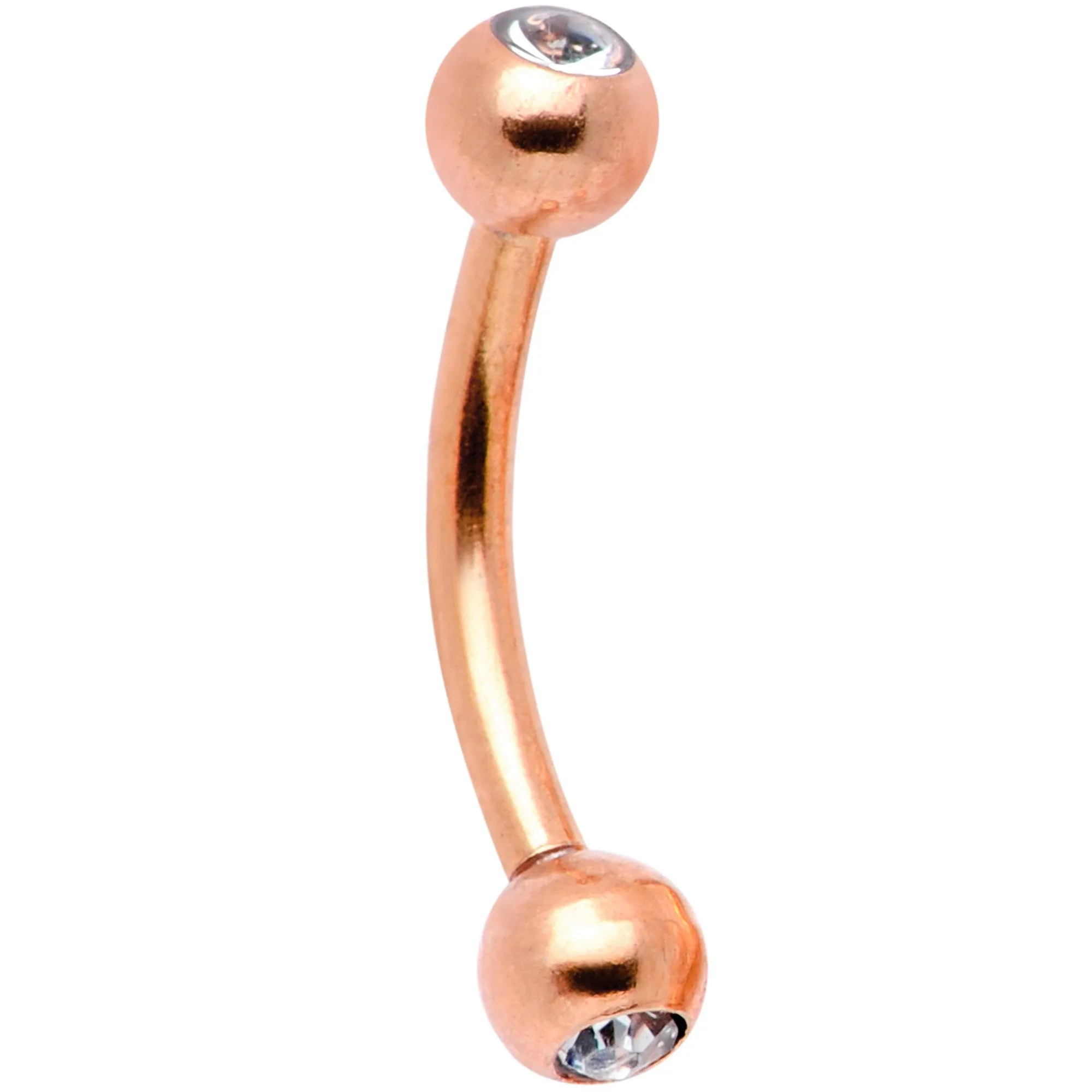 16 Gauge 5/16 Gem Rose Gold Tone Curved Eyebrow Daith Rook Set of 4