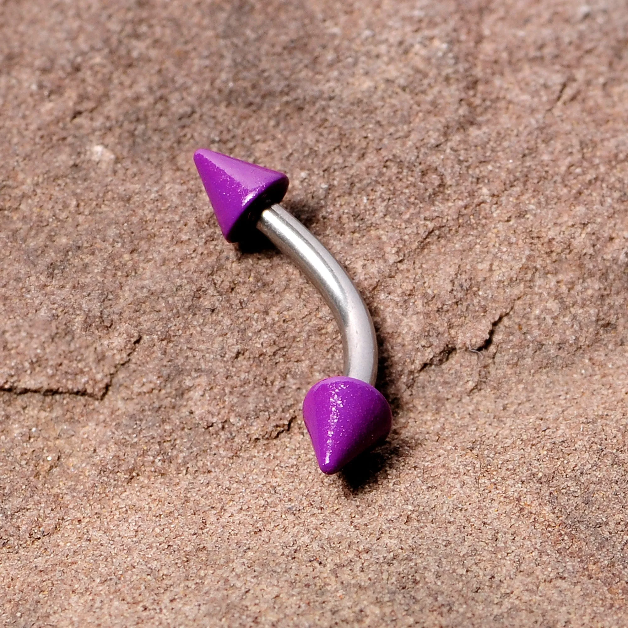 16 Gauge 5/16 Purple Cone End Curved Eyebrow Ring