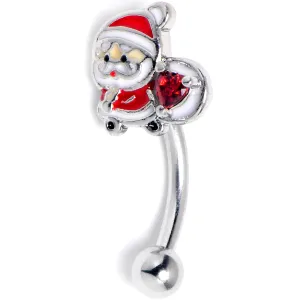 16 Gauge 5/16 Red Gem Santa Bag Heart Holiday Curved Eyebrow Ring