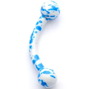 16 Gauge 5/16 White Blue Glow in the Dark Curved Eyebrow Ring