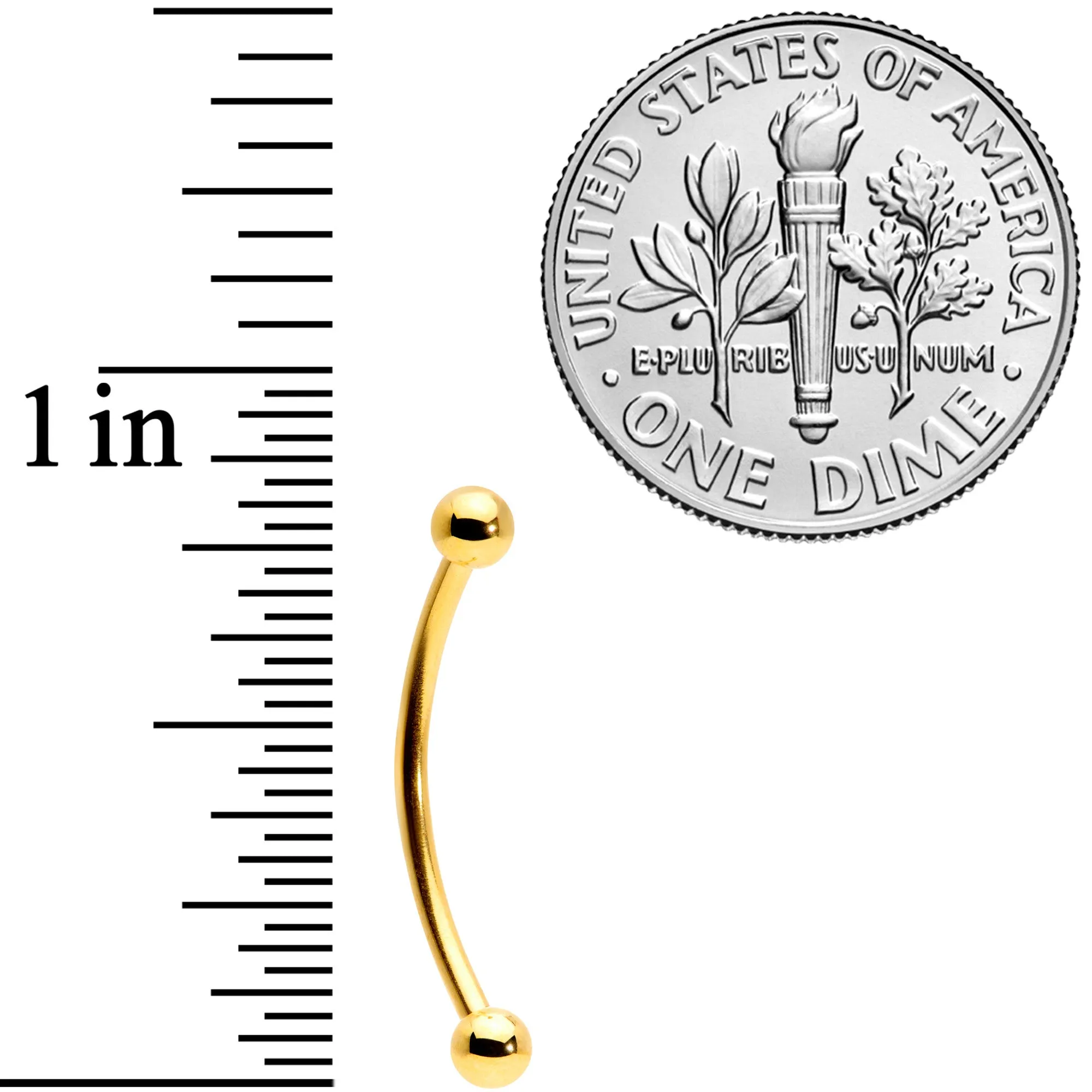 16 Gauge 5/8 Gold Tone Curved Barbell
