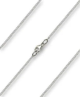 18 inch Sterling Silver Lite Curb Chain with Lobster Claw - Carded