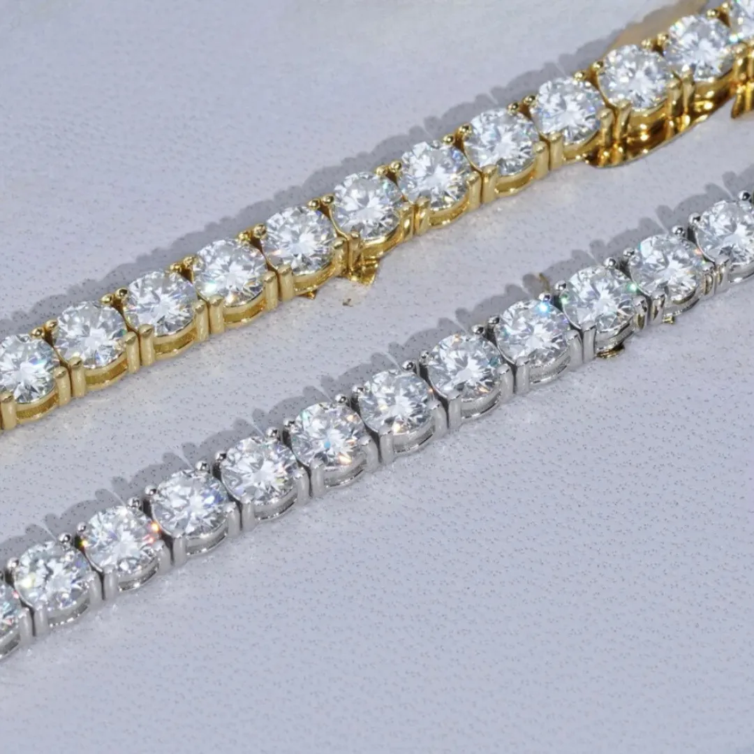 18" 4MM  925S VVS MOISSANITE TENNIS CHAIN GOLD