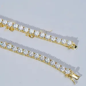 18" 4MM  925S VVS MOISSANITE TENNIS CHAIN GOLD