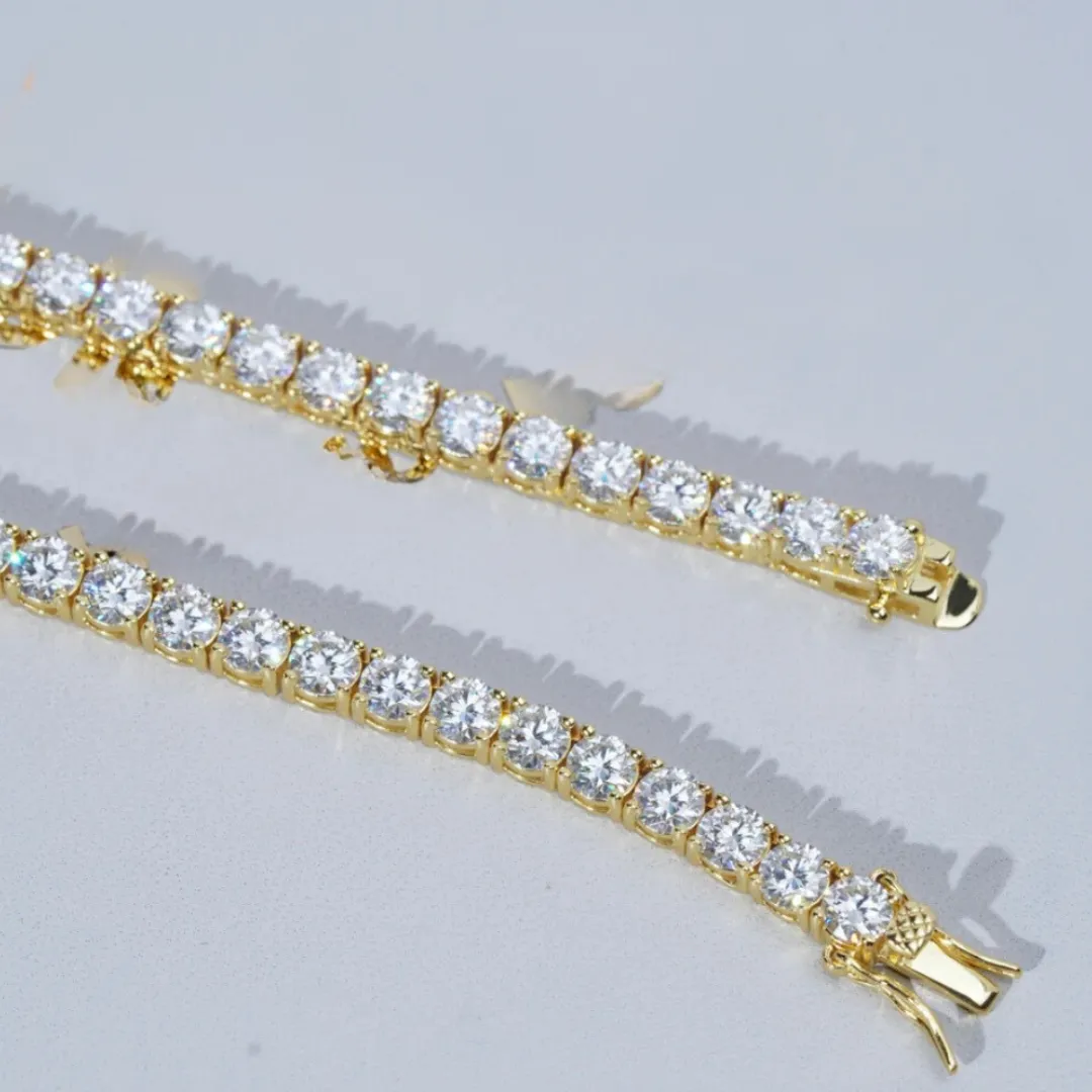 18" 5MM  925S VVS MOISSANITE TENNIS CHAIN GOLD
