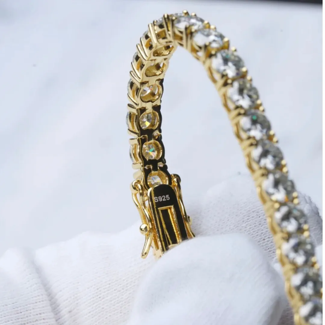 18" 5MM  925S VVS MOISSANITE TENNIS CHAIN GOLD