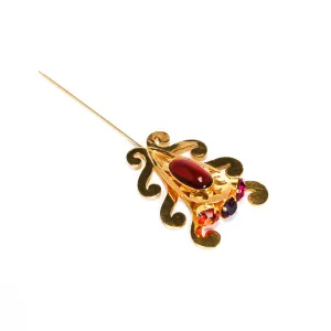 1980s Purple and Pink Rhinestone Stick Pin