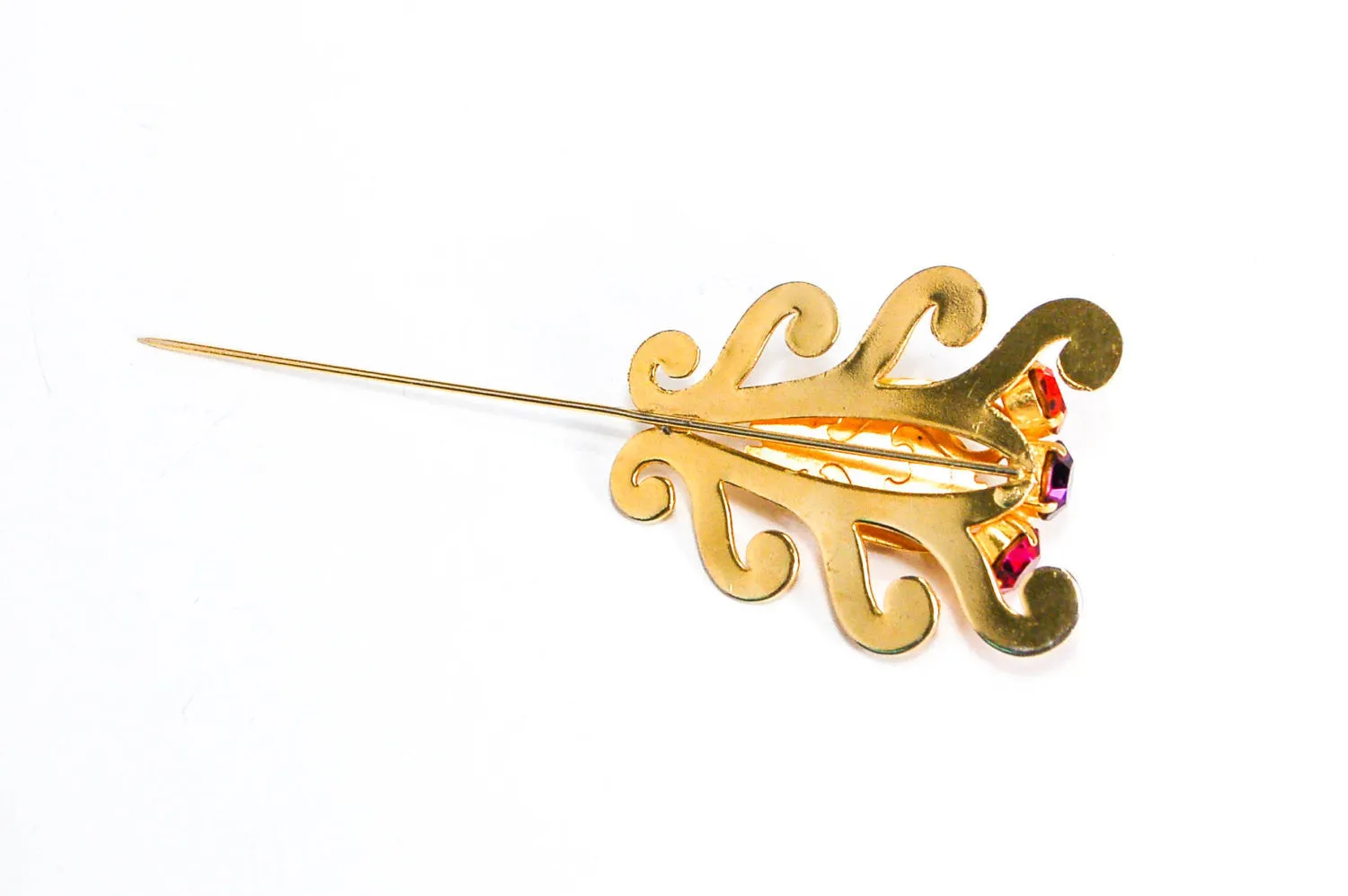 1980s Purple and Pink Rhinestone Stick Pin