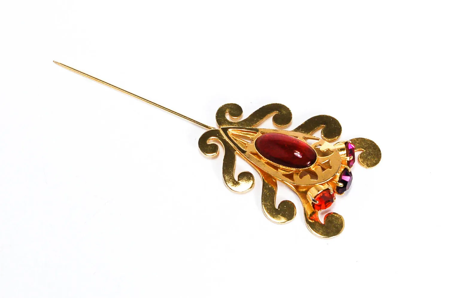 1980s Purple and Pink Rhinestone Stick Pin