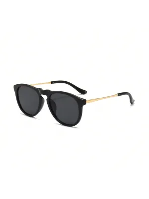 1pc Trendy Sunglasses, Fashion Metal Frame, Personality Oversize Design, Unisex