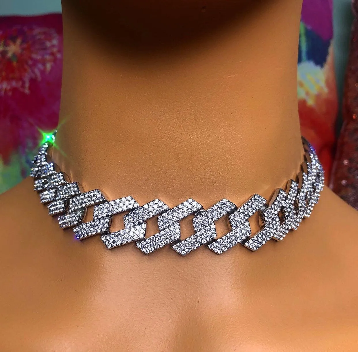 20mm Prong Cuban Link Chain choker,iced cuban chain, bling Necklace chain For Men and women cuban link chain ,cuban choker ,