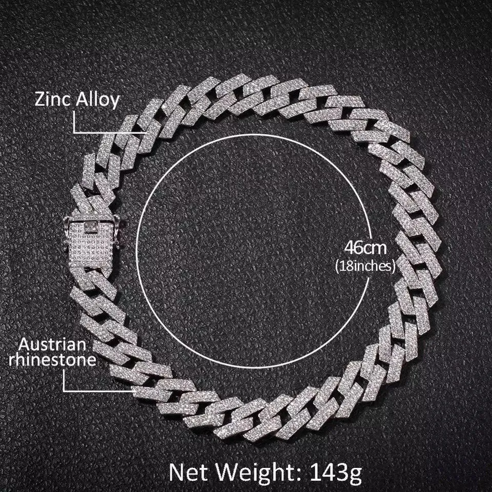 20mm Prong Cuban Link Chain choker,iced cuban chain, bling Necklace chain For Men and women cuban link chain ,cuban choker ,