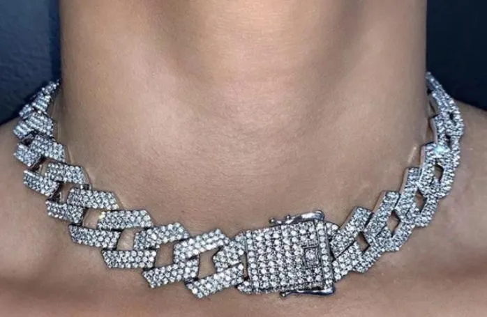 20mm Prong Cuban Link Chain choker,iced cuban chain, bling Necklace chain For Men and women cuban link chain ,cuban choker ,