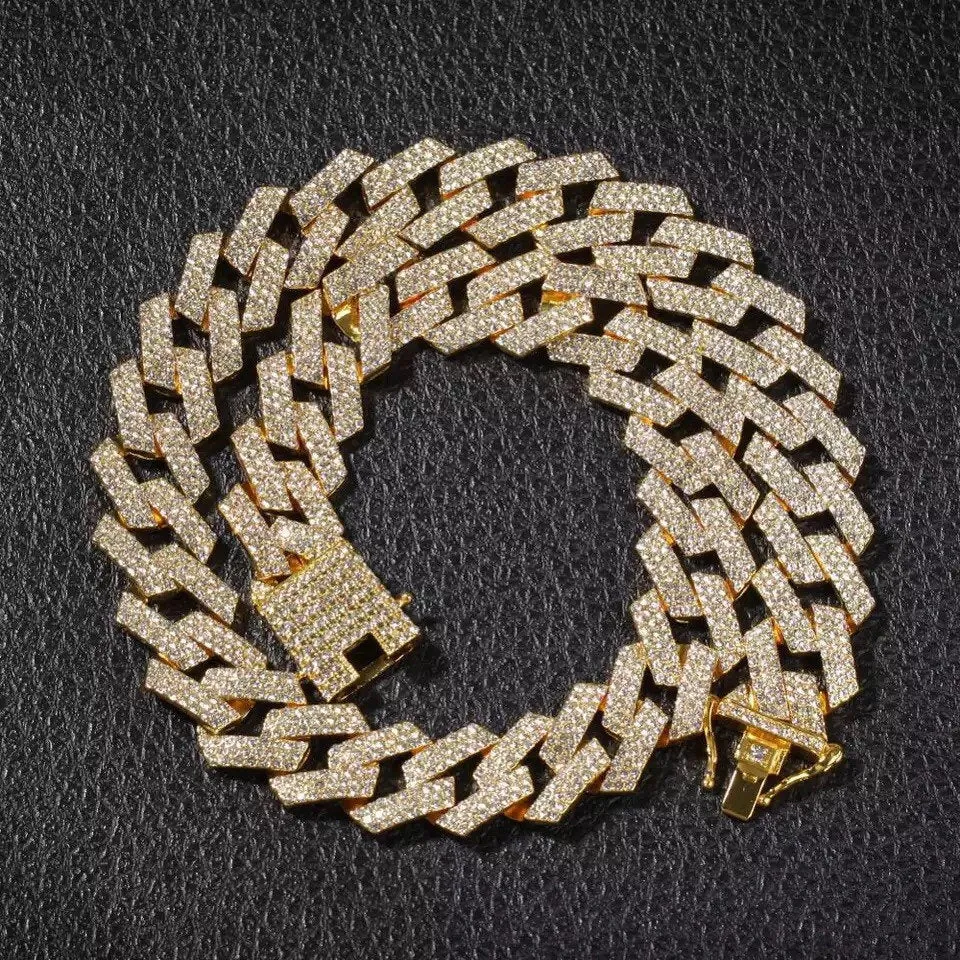 20mm Prong Cuban Link Chain choker,iced cuban chain, bling Necklace chain For Men and women cuban link chain ,cuban choker ,